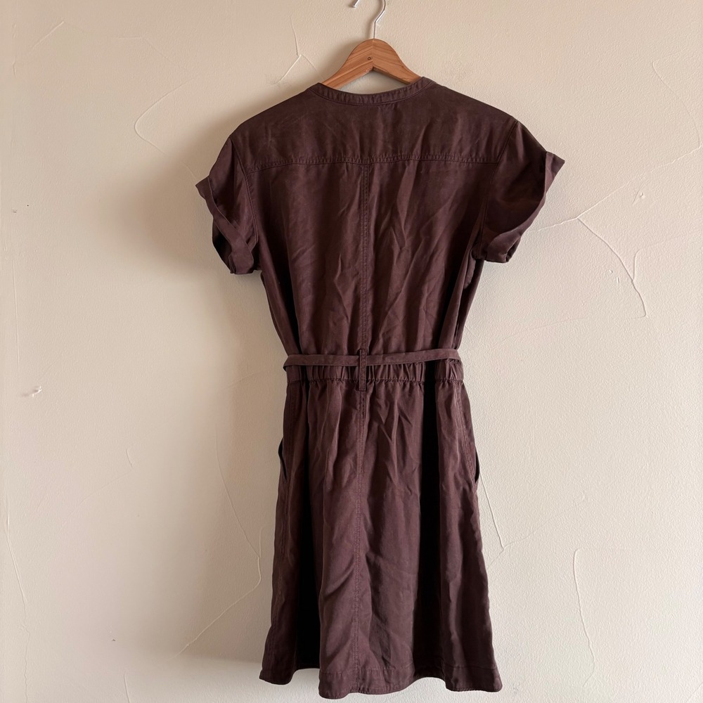 Banana Republic Short Sleeve Shirt Dress in Dark Brown - Picture 2 of 7